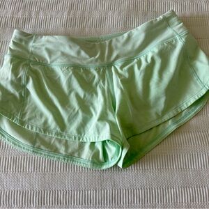 Lululemon light green brand new running shorts. Worn twice